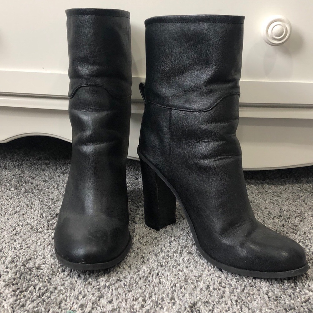 Black Leather Booties